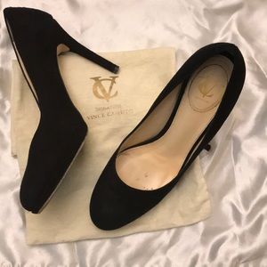 Vince Camuto Signature black suede pumps